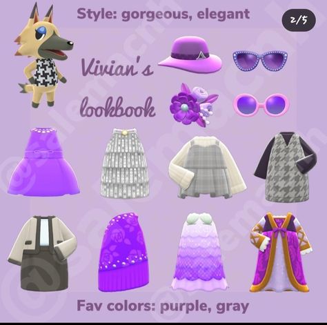 Acnh Vivian Yard Guide, Animal Crossing Vivian, Vivian Acnh, Animal Crossing Gift Guide, Acnh Lookbook, Villager Clothes, Acnh Gift Guide, Cottagecore Animal Crossing, Acnh Villagers