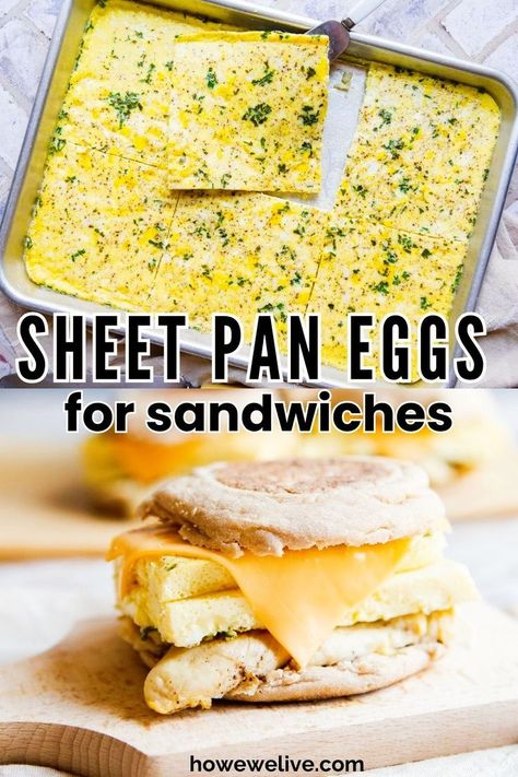 These sheet pan eggs for breakfast sandwiches are a game changer for meal prep breakfasts! Bake a large batch of perfectly cooked eggs in one pan, and you'll have a versatile base for breakfast sandwiches, wraps, or quick grab-and-go meals all week long. Customize with your favorite veggies, cheese, or protein to make them your own. They’re easy, delicious, and save you time on busy mornings while still giving you a healthy, homemade start to your day! Eggs For Sandwiches, Eggs For Breakfast Sandwiches, Panera Breakfast, Meal Prep Breakfasts, Christmas Dessert Drinks, Sheet Pan Eggs, Breakfast Sandwiches Frozen, Healthy Breakfast Sandwich, Family Meal Prep