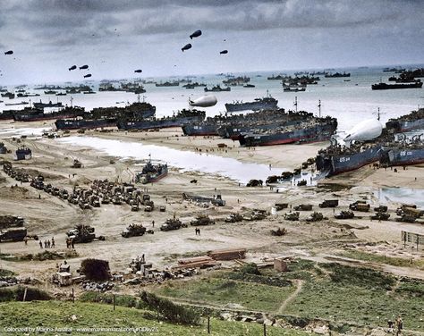 June 6, 2019 marks the 75th Anniversary of D-Day, Operation Overlord, the liberation of occupied Europe.  75 years ago on June 6th, 1944 more than 156,000 American, British, and Canadian troops stormed 50 miles of Normandy’s beaches in northern France along with nearly 5,000 landings and assault craft, 289 escort vessels, and 277 minesweepers. The coastline […] D Day Normandy, Operation Overlord, Normandy Landings, D Day Landings, Landing Craft, Colorized Photos, Western Europe, D Day, Historical Photos