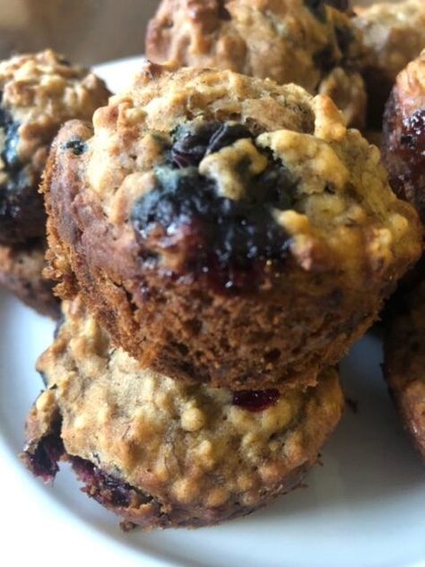 Blueberry Banana Muffins | Instant Pot | Oven | Air Fryer + VIDEO! Healthy Blueberry Banana Muffins, Blueberry Banana Muffins, Mediterranean Diet Food List, Oven Air Fryer, Banana Blueberry Muffins, Fat Food, Healthy Blueberry, Baked Banana, Banana Blueberry