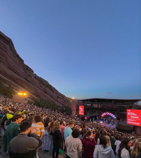 red rocks, co 🤍 Red Rocks Aesthetic, Cu Boulder, Red Rocks Amphitheater Aesthetic, Boulder Colorado College, Red Rock Concert, Red Rocks Concert Aesthetic, Red Rocks Concert, Rock Aesthetic, College Vision Board