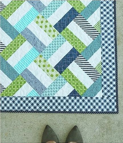 This Quilt is Quick, Easy and Great in Any Color Palette - Quilting Digest Quick Lap Quilts, Strip Quilting Patterns Easy, Free Strip Quilt Patterns, Scrappy Baby Quilts, Quilts For Men Patterns Free, Fat Quarter Baby Quilt Pattern Free, Boys Quilts Ideas, Free Baby Quilt Patterns Easy, Large Print Quilt Patterns