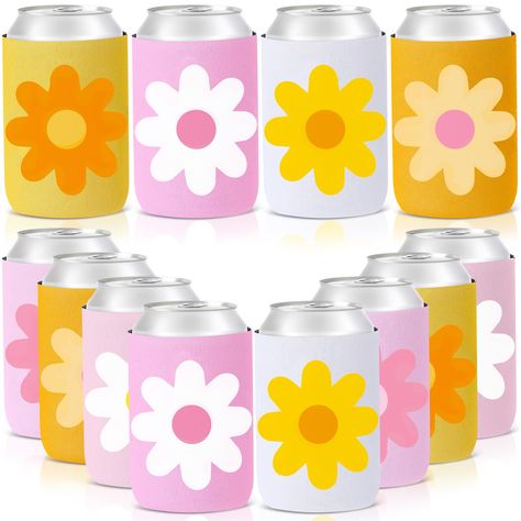 PRICES MAY VARY. Package Includes: you will get 12 pack daisy can sleeves, there are 6 different styles, each style have 2 can sleeves, sufficient quantity and multiple styles to meet your daily usage and replacement needs, you can also share it with others Boho Daisy Design: this neoprene can cooler sleeves are printed daisy flowers, come in different color such as pink, yellow, orange and white colors, the harmonious colors make the overall pattern look very elegant and beautiful, all people w Retro Daisy Party, Groovy Daisy, Summer Party Favors, Retro Bachelorette, Hippie Birthday, Daisy Party, Hippie Party, Bachelorette Party Favor, Wedding Bachelorette Party