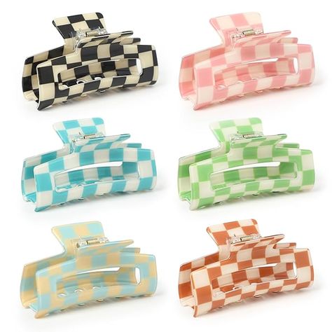 Checkered Hair, Y2k Hair Accessories, Thinning Thick Hair, Casual Updo, Y2k Hair, Hair Coils, Mixed Hair, Hair Accessories Clips, Metal Spring