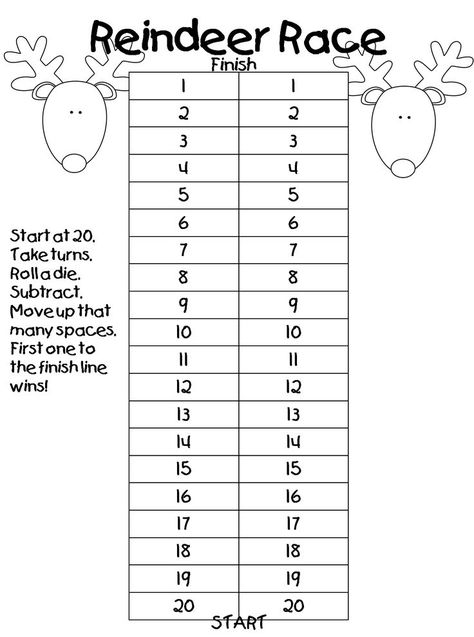 Reindeer race-adjust somehow for preschool.  Maybe use a dice and do-a-dots to race the reindeer! Crafts Kindergarten, Math Subtraction, Snow Time, Math Crafts, Winter Math, Math Intervention, Christmas Math, Math Addition, Christmas School