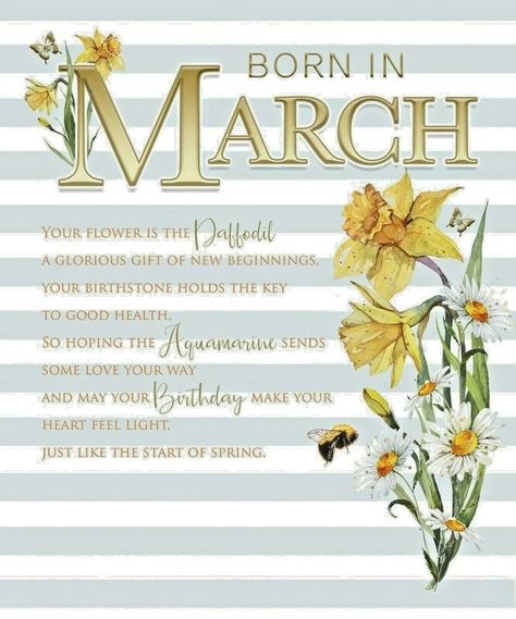 Born In March, Birthday Menu, Cherry Orchard, March Born, Happy Birthday Wishes Cards, March Birthday, 50th Birthday Cards, April Birthday, Birthday Blessings