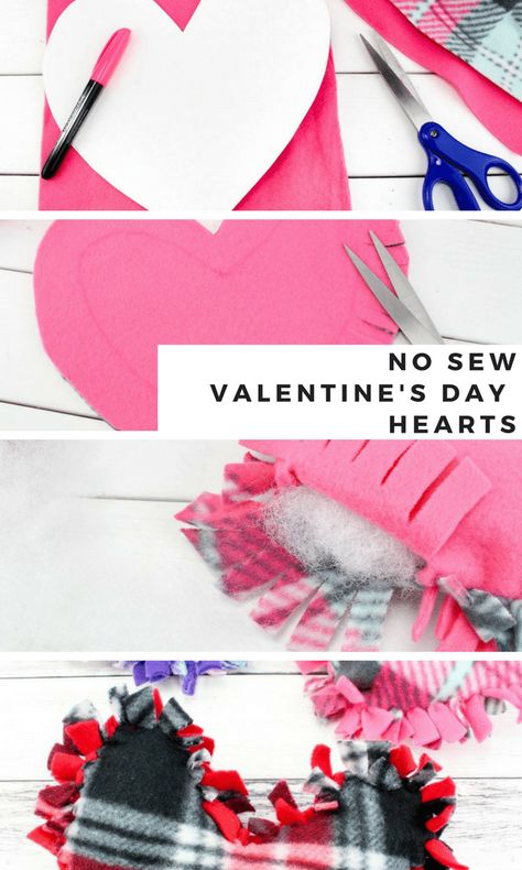 no sew valentine's day heart pillows Diy Kids Tent, Sew Pillows, No Sew Fleece, Food Pillows, Diy Outdoor Weddings, Fleece Pillow, Valentine's Day Crafts, Heart Pillows, Sew Projects