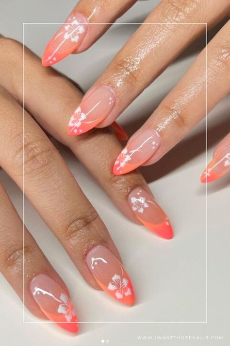 Hibiscus Nail Art, Colourful Nail, College Nails, Themes Ideas, Tropical Nails, Cute Simple Nails, Nails Easy, Aesthetic Nails, Summery Nails