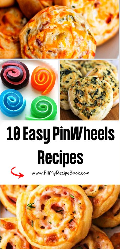 10 Easy PinWheels Recipes - Fill My Recipe Book Cooked Pinwheel Appetizers, Pinwheel Recipes Lunch, Pinwheels Appetizers Baked, Pinwheel Wraps Appetizers, Wrap Rolls Appetizers, Appetizers With Wraps, Tortilla Appetizers Finger Foods, Easy Appetizers Pinwheels, Pinwheel Appetizer Recipes