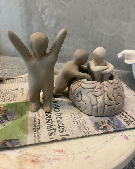 human figures are really hard to make🥲 but anyways do you guys understand the idea? STILL IN PROGRESS‼️ - - - - - #ceramics #ceramic #ceramicart #clay #clayart #firsttime #brain #psychology #mentalhealth #mentalhealthawareness #mentalhealthawarenessmonth Brain Psychology, Human Figures, Mental Health Awareness Month, Human Figure, Clay Art, Ceramic Art, Pottery Art, Psychology, Brain