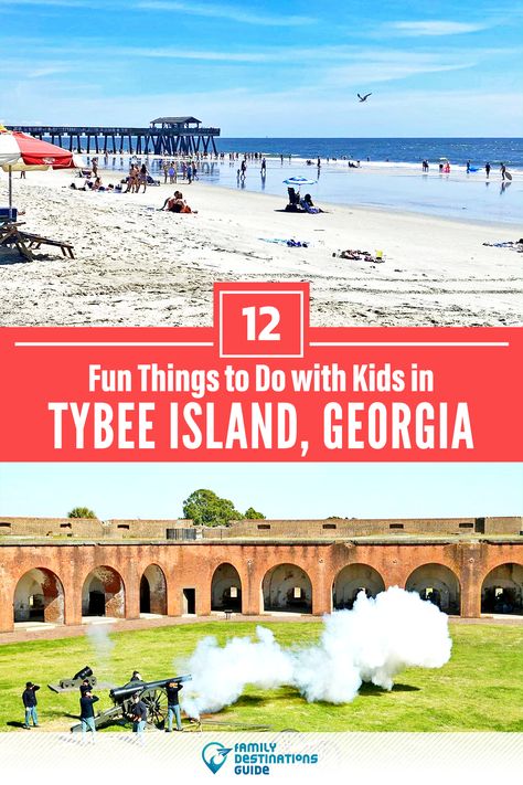 Dreaming about a family vacation to Tybee Island, GA and looking for things to do? We’re FamilyDestinationsGuide, and we’re here to help: Discover the most fun things to do in Tybee Island with kids - so you get memories that last a lifetime! #tybeeisland #tybeeislandthingstodo #tybeeislandwithkids #tybeeislandactivities Things To Do In Savannah Georgia Kids, Family Trip Savannah Ga, Tybee Island Georgia Things To Do, Tybee Island Restaurants, Savannah Georgia Vacation, Tybee Island Georgia, Spring Break Kids, Tybee Island Beach, Georgia Vacation