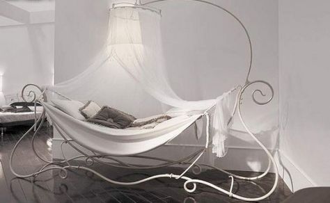 Iron Canopy Bed, Backyard Hammock, Kids Canopy, Canopy Bedroom, Wrought Iron Decor, Hammock Bed, White Canopy, Hammock Stand, Canopy Bed