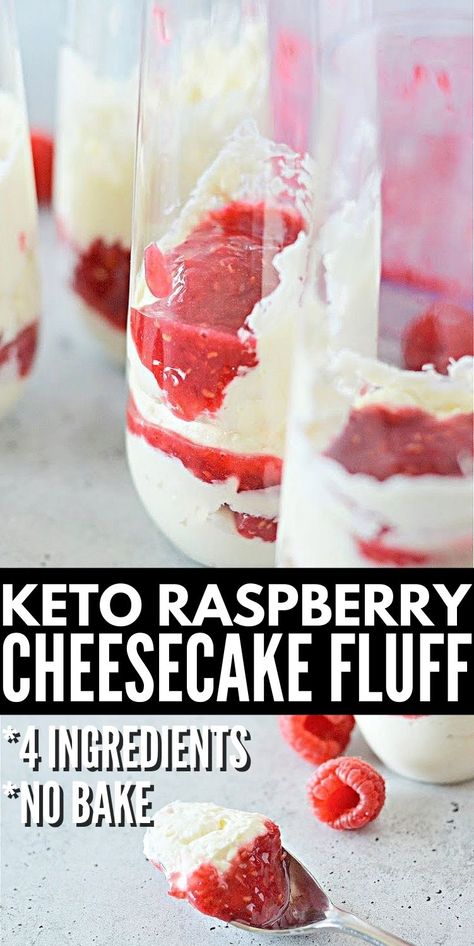 Keto Cherry Cheesecake Fluff, Keto Raspberry Desserts, Raspberry Cheesecake Fluff, Keto Cheesecake Fluff, Keto Fluff, Keto Raspberry Cheesecake, Keto Mousse, Cheesecake Fluff, Keto Raspberry