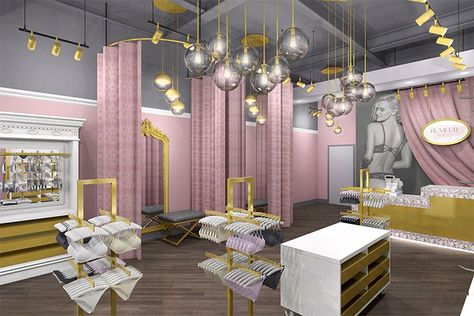 Luxury Boutique Interior Store Design, Ladies Boutique Interior Design, Modern Retail Store Design, Luxury Boutique Interior, Lingerie Store Design, Feminine Space, Minimalist Elements, Pretty Body, Store Interior Design