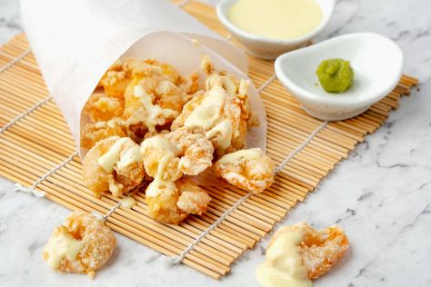 Wasabi Prawns Wasabi Shrimp Recipe, Wasabi Prawns, Crispy Prawns, Wasabi Recipes, Shrimp Recipes, Simple Recipe, Fish And Seafood, Deep Fried, Finger Food