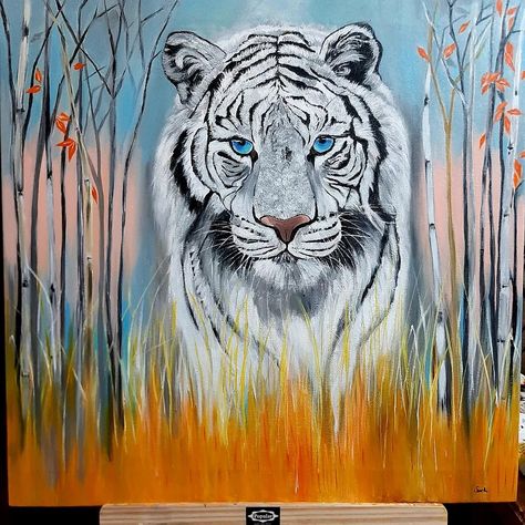 Tiger Acrylic Painting, Tiger Paintings, Africa Painting, Tiger Painting, Muse Art, White Tiger, Color Pencil Art, Color Pencil, Pencil Art