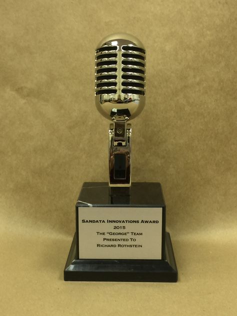 Custom Vintage Microphone Awards by Brand O' Guitar Company Trophy Craft, Trophy Collection, Music Competition, Trophy Design, Drum Sticks, Award Certificates, Mnet Asian Music Awards, Awards Trophy, Face Pictures