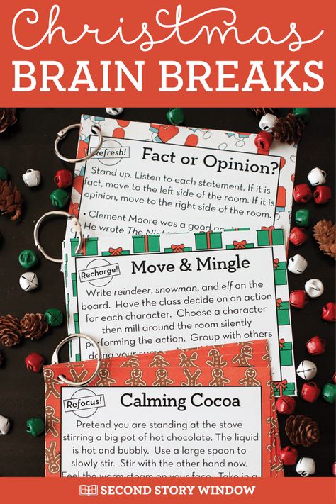 Christmas Elementary Activities, Christmas Brain Breaks, Brain Breaks Elementary, December Lesson Plans, December Lessons, Help Kids Focus, Christmas Freebie, December Activities, Teacher Freebies