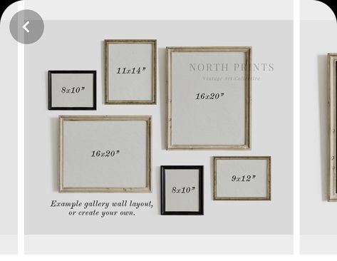 Picture Frame Cluster, Five Picture Frame Layout, 6 Picture Gallery Wall Layout, Gallery Wall With Measurements, Frame Sizes On Wall, 6 Frame Gallery Wall, Frame Sizes Guide Wall Art, Nursery Collage Wall, Small Gallery Wall Layout