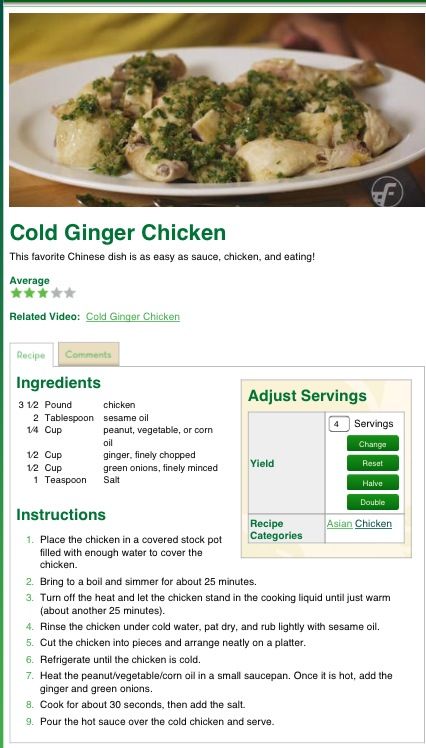 Cold ginger chicken recipe Cold Ginger Chicken, Chicken Hekka Recipe, Ginger Sauce Recipe, Ono Kine Recipes, Ginger Chicken Recipes, Chicken Sauce Recipes, Chicken Sauce, Paleo Main Dishes, Chicken Tonight