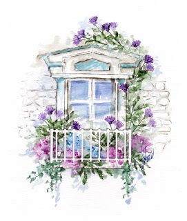 Windows With Flowers, Painting Flowers On Canvas, Resin Art On Canvas, Round Canvas Painting, Flowers On Canvas, Beginners Painting, Art Tutorials Watercolor, Canvas For Beginners, Watercolor Architecture