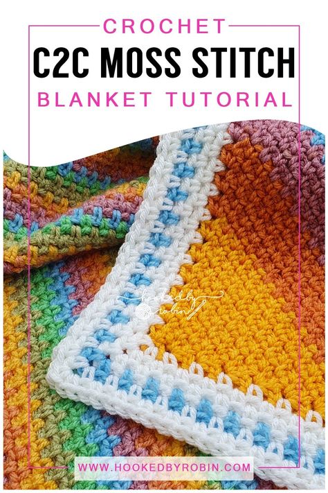 Crochet C2C Moss Stitch Rectangle Blanket [Free Video Tutorial & Written Pattern!] — Hooked by Robin C2c Moss Stitch, Hooked By Robin, Corner To Corner Crochet Pattern, Moss Stitch Pattern, Crochet C2c Pattern, C2c Crochet Pattern Free, C2c Crochet Blanket, Quick Crochet Projects, Afghans Crochet