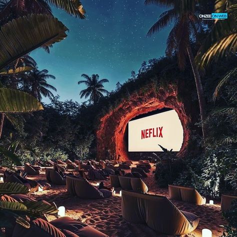 Rooftop Restaurant Design, Dreamscape Architecture, Outdoor Restaurant Design, Open Air Cinema, Outdoor Cinema, Adventure Aesthetic, Dream Beach, Outdoor Movie, Outdoor Restaurant