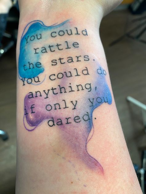 You Could Rattle The Stars Tattoo, You Could Rattle The Stars, Rattle The Stars Tattoo, Rattle The Stars, Stars Tattoo, Tat Ideas, Book Sleeve, Star Tattoos, Throne Of Glass