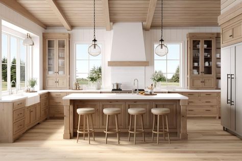 White Oak Kitchen, Dream Kitchens Design, Farmhouse Kitchen Design, Kitchen Room Design, Kitchen Inspiration Design, Kitchen Cabinet Design, Kitchen Style, Home Decor Kitchen, Interior Design Kitchen