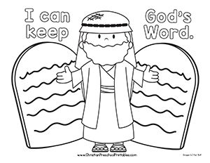 Moses Coloring Page, Ten Commandments Kids, Ten Commandments Craft, 10 Commandments Craft, Coloring Pages For Preschoolers, Christian Preschool, Preschool Bible Lessons, Children's Church Crafts, Bible Story Crafts