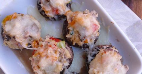 How to Make Healthy Crawfish-Stuffed Mushrooms | Ochsner Health Crawfish Stuffed Mushrooms, Seafood Stuffed Mushrooms, Stuffed Jalapeno, The Bayou, Low Sodium, Bell Peppers, Flavor Profiles, Stuffed Bell Peppers, Peppers