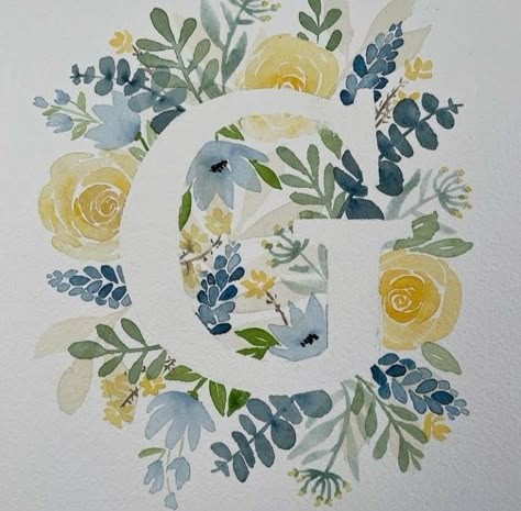 Drawing With Words, Letters Watercolor, Floral Monogram Letter, Monogram Painting, Watercolor Monogram, Watercolor Birthday Cards, Floral Watercolor Paintings, Watercolor Workshop, Birthday Card Drawing