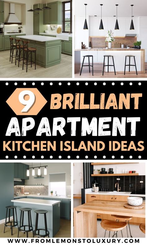 small apartment kitchen island ideas Kitchen Island For Apartment, Apartment Kitchen Island Ideas, Small Apartment Decorating Kitchen, Small Apartment Kitchen Island, Kitchen Without Island, Apartment Kitchen Island, Apartment Kitchens, Small Apartment Kitchen Decor, Open Kitchen And Living Room