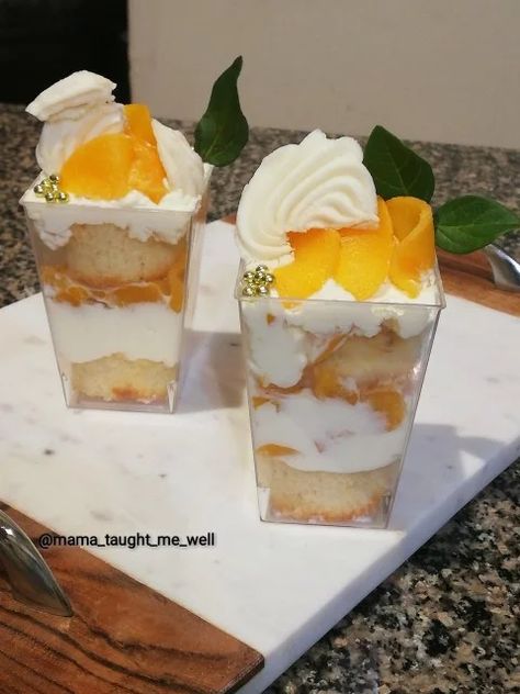 Peaches And Cream Parfaits recipe by Ruhana Ebrahim Sweet Meat Recipe, Peach Parfait, Dessert Cups Recipes, Parfait Cups, Peach Baby Shower, Parfait Desserts, Making Whipped Cream, Peach Party, Parfait Recipes