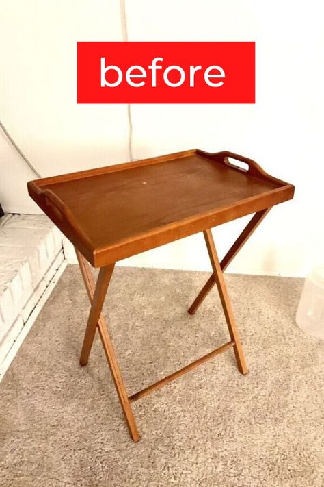 Make over an old vintage folding table with this easy and quick table update idea. Check out the before and after of this table upgrade perfect for living room decor idea on a budget. #hometalk Folding Table Makeover, Huge Wine Glass, Cleaning Marble Floors, Thrift Store Furniture Makeover Diy, Making A Compost Bin, Wood Folding Table, Accent Wall Stencil, Diy Furniture Bedroom, Diy Chalkboard