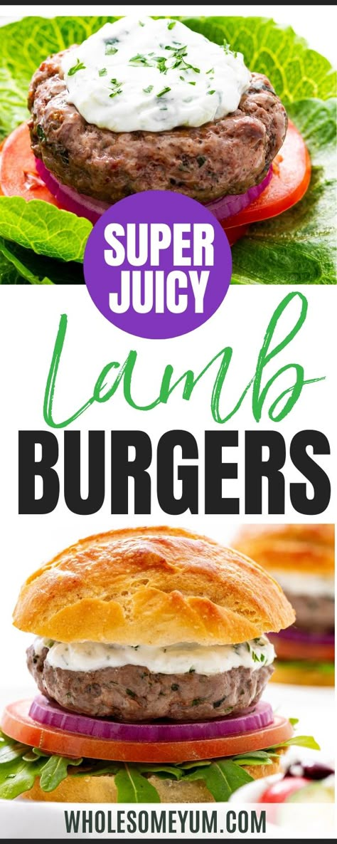 Lamb Feta Burgers, Lamb Meatloaf Recipes, Lamb Burgers Recipe, Ground Lamb Burger Recipes, Lamb Burgers With Tzatziki, Lamb Burgers Patties, Lamb Burgers With Feta, Lamb Burger Recipe, Kofta Kebab