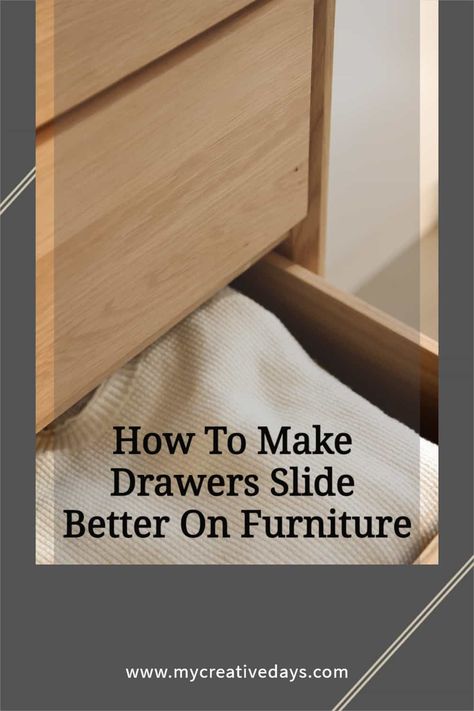 How To Make Drawers Slide Better On Furniture is good to know when you find great pieces that have drawers that don't slide in and out well. Make Drawers, Broken Dresser, How To Make Drawers, Diy Furniture Building, Garage Sale Finds, Budget Home Decorating, Furniture Refinishing, Wooden Drawers, Upcycled Home Decor