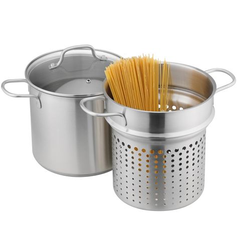 PRICES MAY VARY. SUPERIOR QUALITY: This pasta cooker is made from high-quality stainless steel, ensuring durability and longevity. It won't rust or corrode, providing you with a reliable cooking tool. MULTIFUNCTIONAL VERSATILITY: Much more than just a pasta pot with strainer, this 7.4 qt design allows you to steam vegetables, cook pasta, and make large batches of soup or stew, making it a versatile addition to any kitchen. COMPATIBILITY AND CONVENIENCE: Suitable for all types of cookers includin Pasta Pan, Pasta Vegetables, Pasta Pot, Kitchen Gadgets Unique, Steamed Vegetables, Electric Oven, Fresh Pasta, Cookware Sets, Cooking Tools