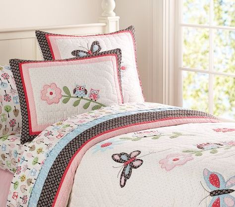 Woodlands Sheeting | Pottery Barn Kids Owl Bedroom, Woodland Quilt, Quilted Bedding, Girl Bedding, Kids Quilts, Crib Bumper, Quilted Sham, Twin Quilt, Kids Room Decor