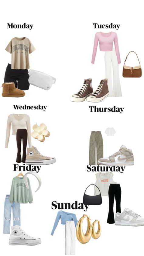 Days Of The Week Outfits, Cute Easy Outfits For School, A Week Of Outfits, Week Outfits, Make An Outfit, Simple Outfits For School, Cool Outfit Ideas, Preppy Clothes, Cool Outfit