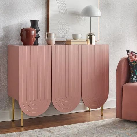 Pink Cabinets, Art Deco Dining Room, Glam Design, Mid Century Sideboard, Kitchen Sideboard, Kitchen Cabinet Doors, Online Furniture Shopping, Wood Sideboard, Adjustable Shelf