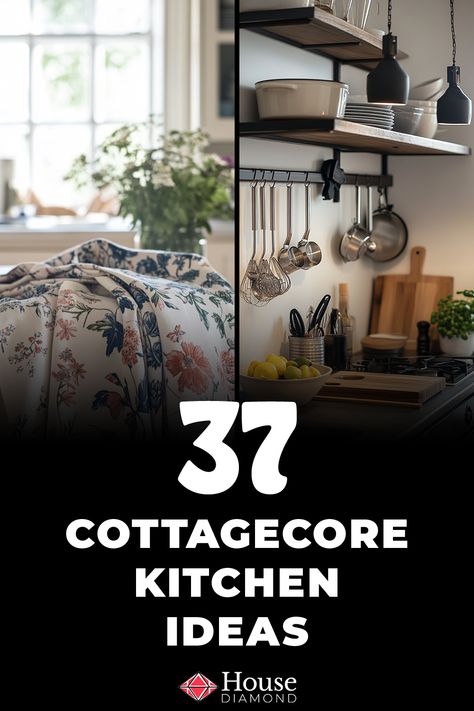 37 Cottage Core Kitchen Ideas Modern Cottage Core Interior Design, Modern Cottage Core Aesthetic, Cozy Kitchen Cottage, Cottagecore Kitchen Ideas, Cottage House Kitchen, Cottage Core Pattern, Cottage Core Interior Design, Cottage Core Kitchen Ideas, Small Cottage Kitchens