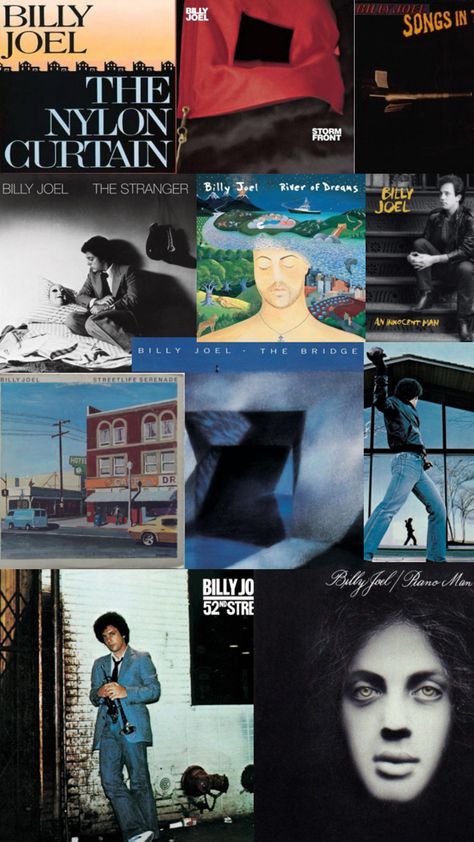 Album covers Billy Joel Piano Man, Storm Front, Innocent Man, Piano Man, Billy Joel, Music Aesthetic, Band Tees, Music Poster, Album Covers