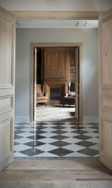 Walk along Checkerboard Floor, Design Blogs, Design Del Prodotto, Entry Hall, Design Living Room, Vintage Modern, Architectural Digest, Interior Spaces, Interior Inspiration