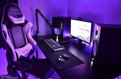 Instagram photo by Shop For Gamers • Jul 19, 2019 at 5:00 AM #gamingsetup #pcsetup #gamingrig Purple Setup, Purple Games, Gaming Computer Desk, Computer Gaming Room, Gamer Setup, Gamer Room Decor, Job Well Done, Pc Gaming Setup, Video Game Room Design