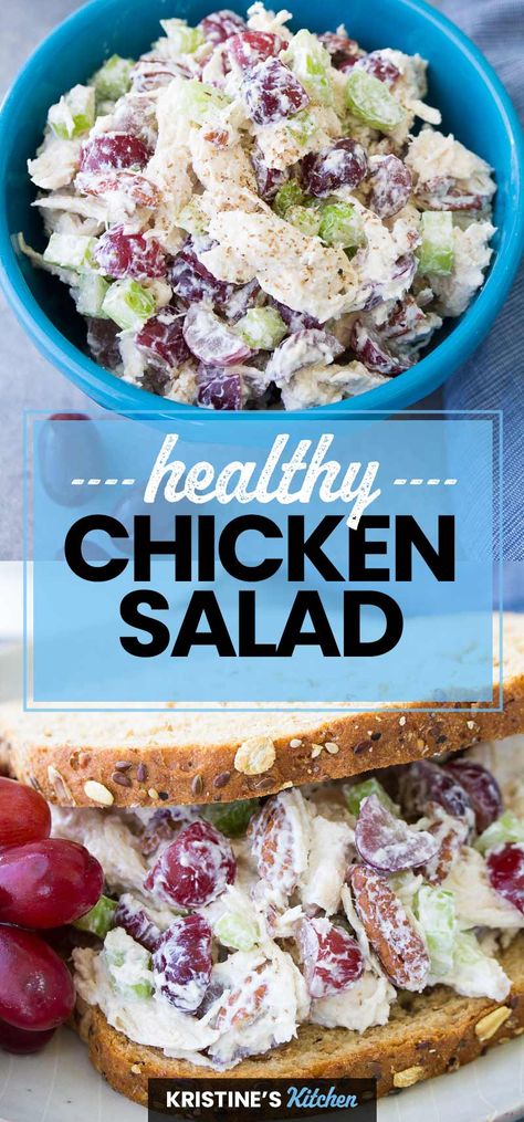 Low Calorie Chicken Salad, Healthy Chicken Salad Sandwich, Canned Chicken Salad Recipe, High Protein Chicken Salad, Easy Healthy Chicken, Low Carb Chicken Salad, Classic Chicken Salad, Sandwiches And Wraps, Salad With Grapes