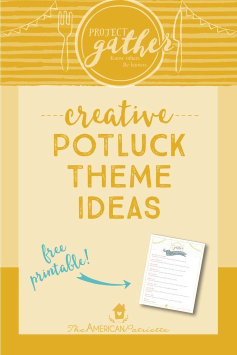 Looking for theme ideas for your next potluck gathering? Here are 10 creative themes (not your typical boring ones!) for you to choose from when planning your next group meal. Click to read more about each theme and access the free download of the theme list! Office Potluck Themes, Group Meal Ideas, Potluck Theme Ideas, Birthday Potluck, Potluck Themes, Potluck Invitation, Office Potluck, Work Potluck, Church Fellowship