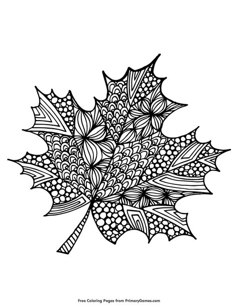 Free printable Fall coloring pages for use in your classroom or home from PrimaryGames. Karpet Perca, Free Printable Fall Coloring Pages, Fall Leaves Coloring Pages, Zantangle Art, Leaf Coloring Page, Coloring Pages Winter, Autumn Leaf Color, Fall Coloring, Doodle Art Drawing