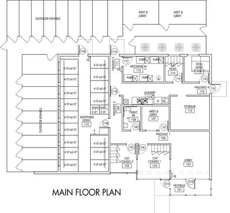 Animal Shelter Floor Plans, Shelter Floor Plan, Clinic Plan, Shelter Ideas, Dog Shelter, Vet Clinic, New Building, Vet Clinics, Architecture Plan