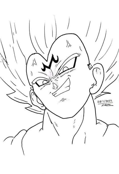 Drawing Majin Vegeta From Dragon Ball Z Majin Vegeta Drawing, Dragon Ball Z Drawings, Vegeta Drawing, Dbz Vegeta, Majin Vegeta, Majin Boo, Ball Drawing, Dragon Ball Z, Dragon Ball